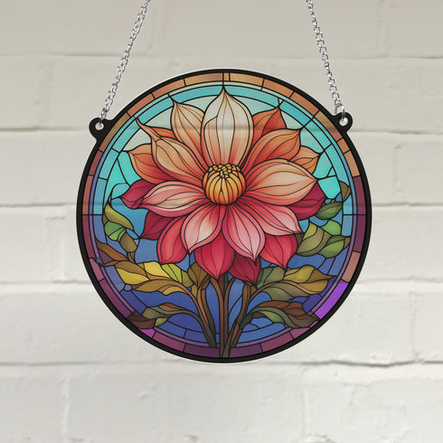 Dahlia Stained Glass Effect Suncatcher